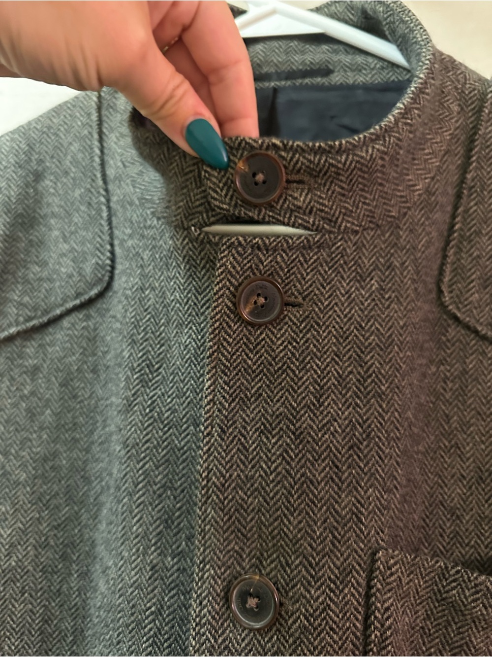 Massimo Dutti Extra Fine Wool Herringbone Military Field Jacket Elbow Patches - Picture 5 of 11